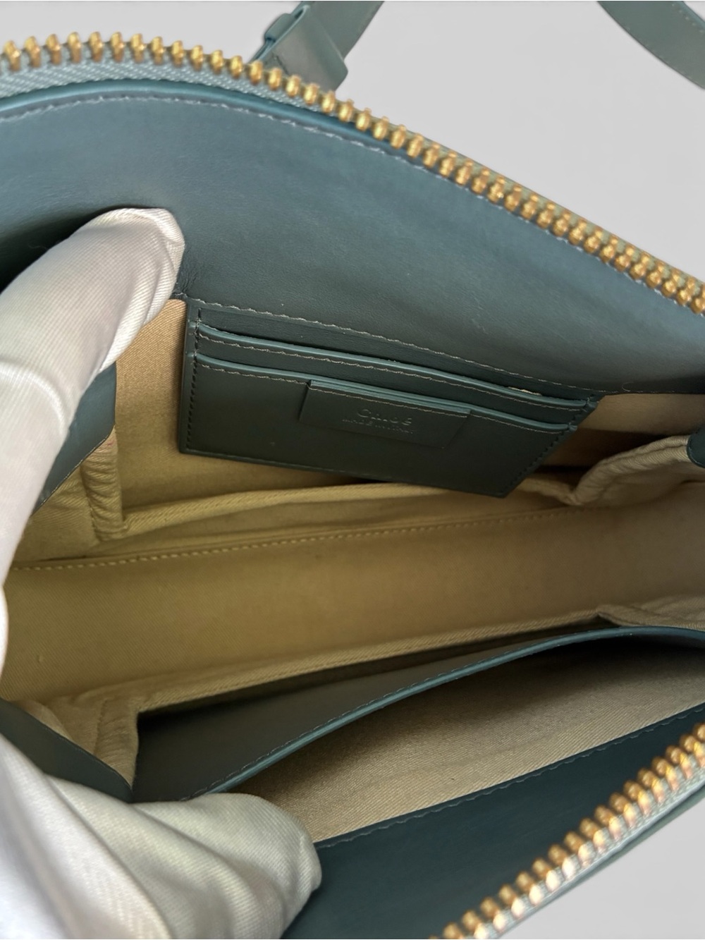 Chloé Roy Small Leather Shoulder Crossbody Bag Blue Green Gold Hardware - Picture 6 of 11